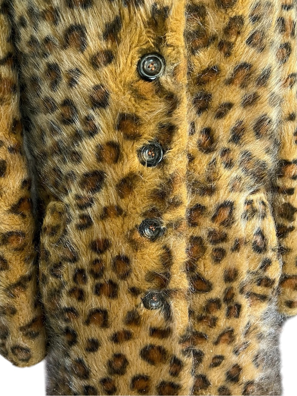 Vintage 90 Y2K Betsey Johnson New York Faux Fur Leopard Print Duster Coat Jacket - Picture 3 of 10